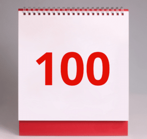 A calendar page showing the number 100